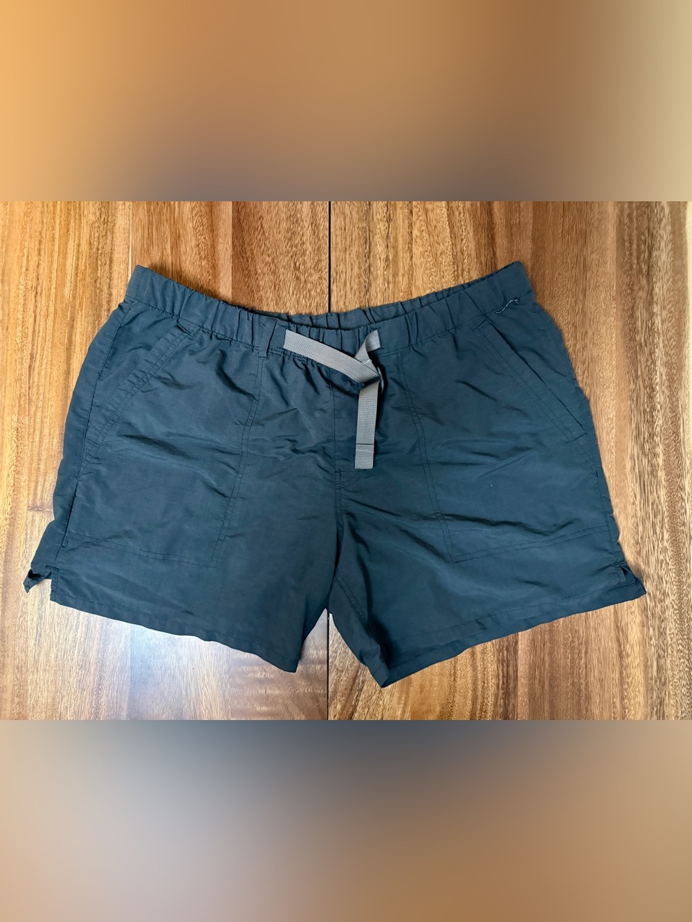 REI Men's Dark Gray Elastic-Waist Hybrid Shorts with Drawcord - L